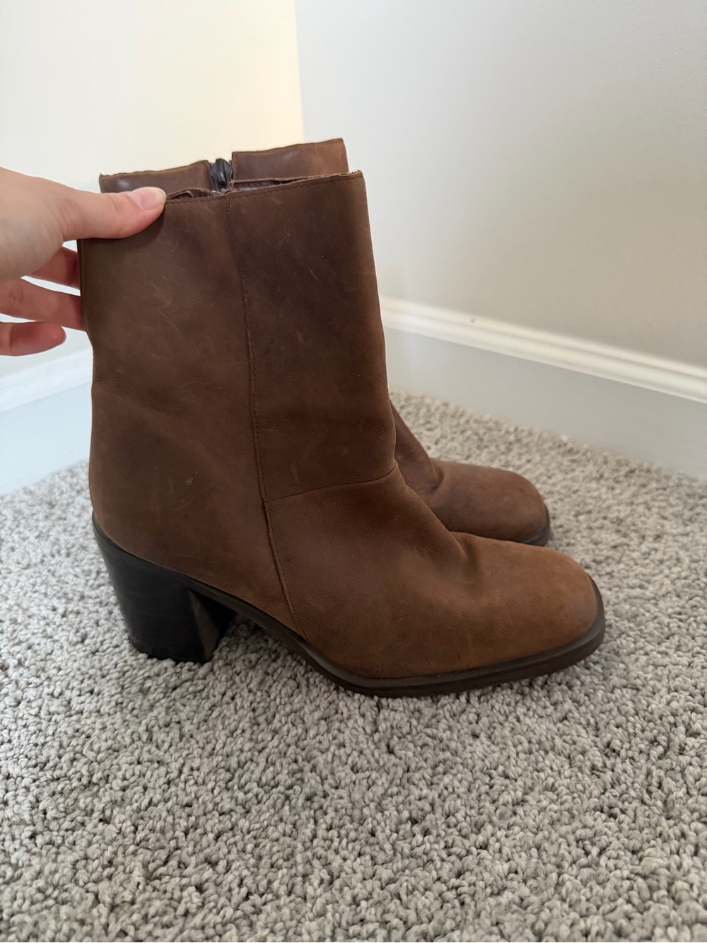 Women's Brown Genuine Leather JUDITH Ankle Booties Size 8 M